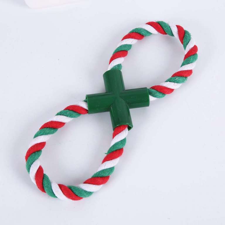 Manufacturer wholesale pet dog rope toys cotton ring Christmas colors clean teeth resistance to bite Amazon one box to delivery